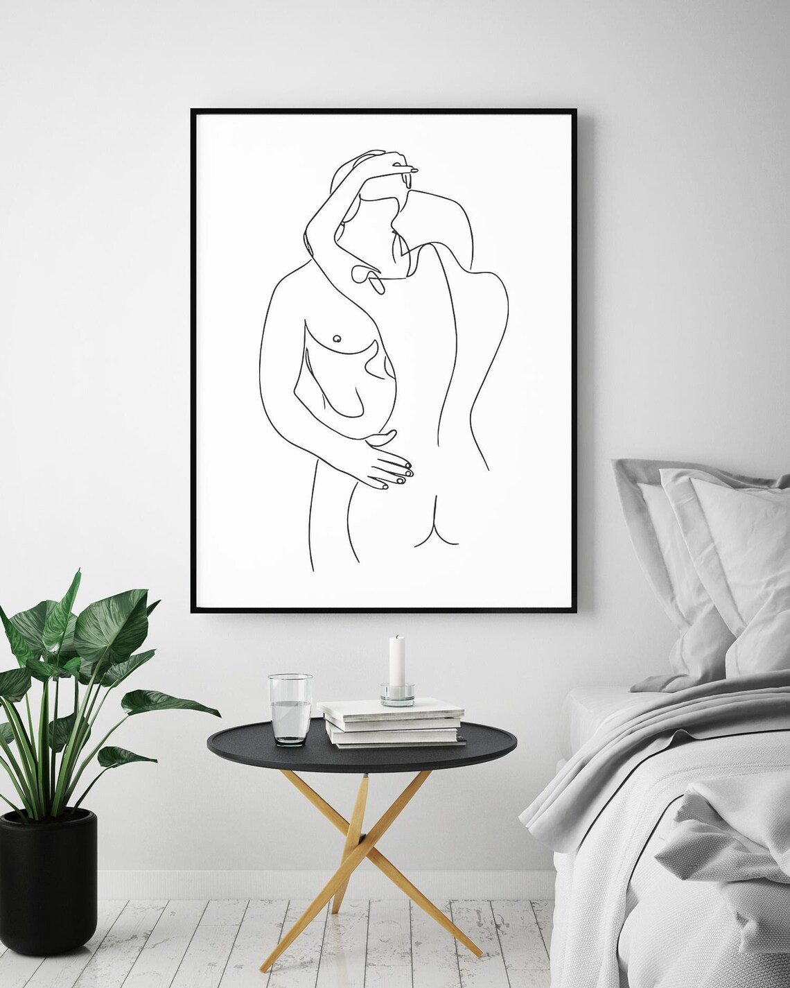 Nude Couple Kissing Line Art Romantic Embrace Sensual Modern Poster - Image 5