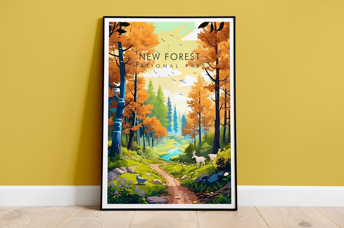 New Forest Travel Poster, Nature Landscape