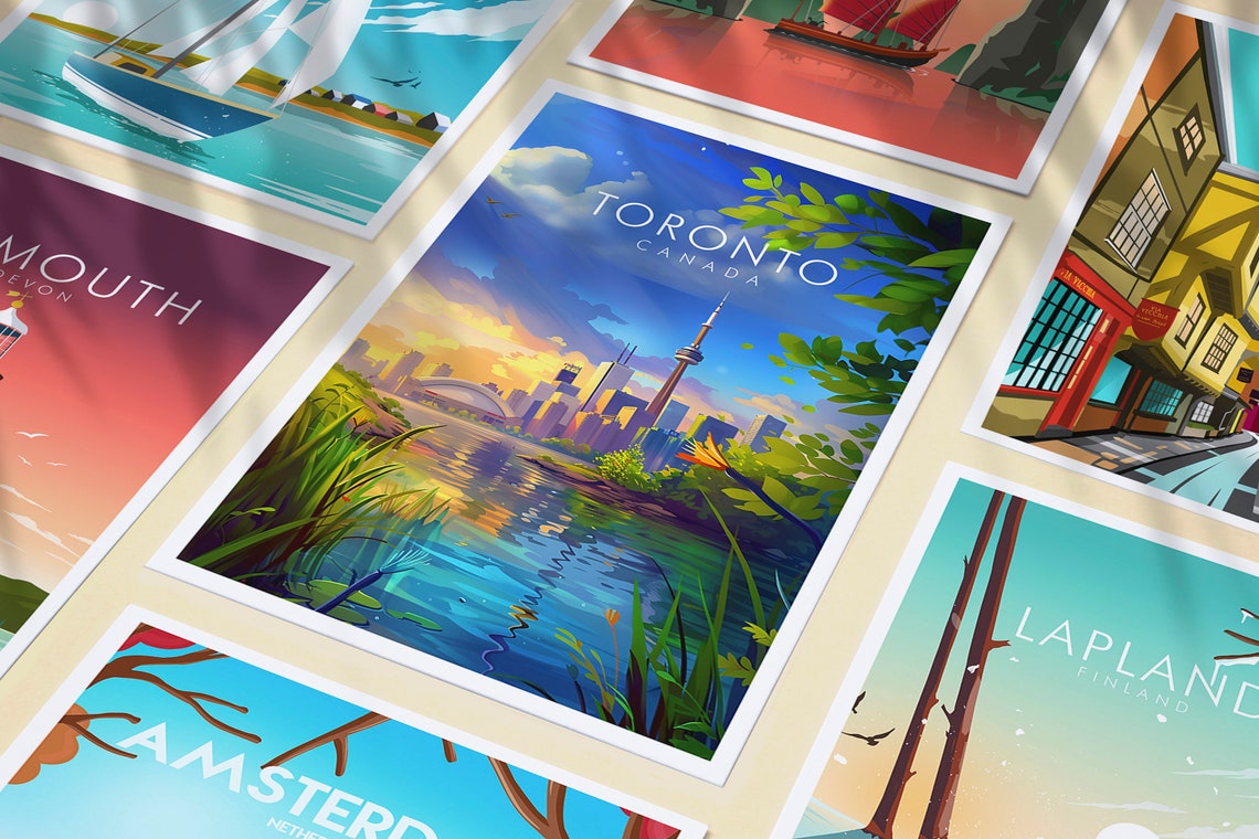 Toronto Canada CN Tower Skyline Golden Evening Harbor Poster - Image 3