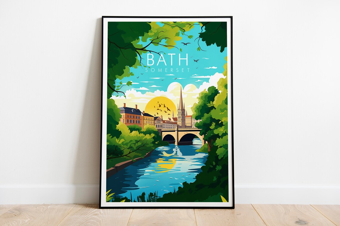 Bath Somerset Travel Poster, Bath UK View - Image 2
