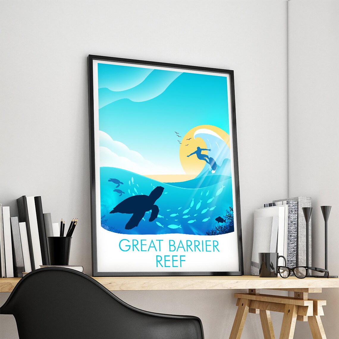 Great Barrier Reef Poster Print Barrier Reef Australia Poster Sea Turtles Wall Poster - Image 4