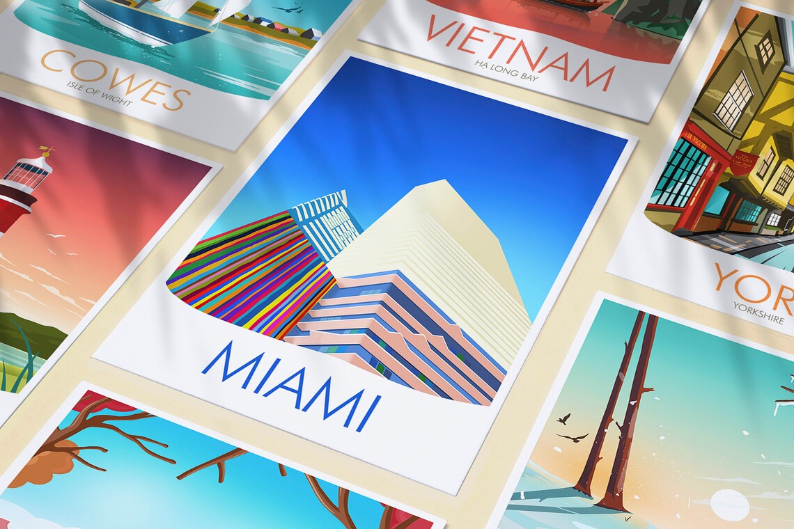 Miami Florida Bold Minimalist City Skyline Geometric Architecture Poster - Image 3