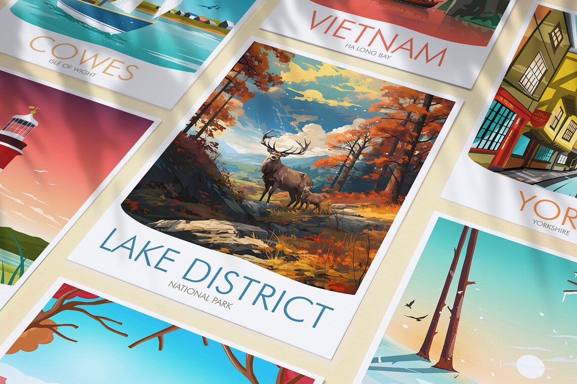 Lake District National Park England Autumn Deer Woods Nature Poster - Image 3