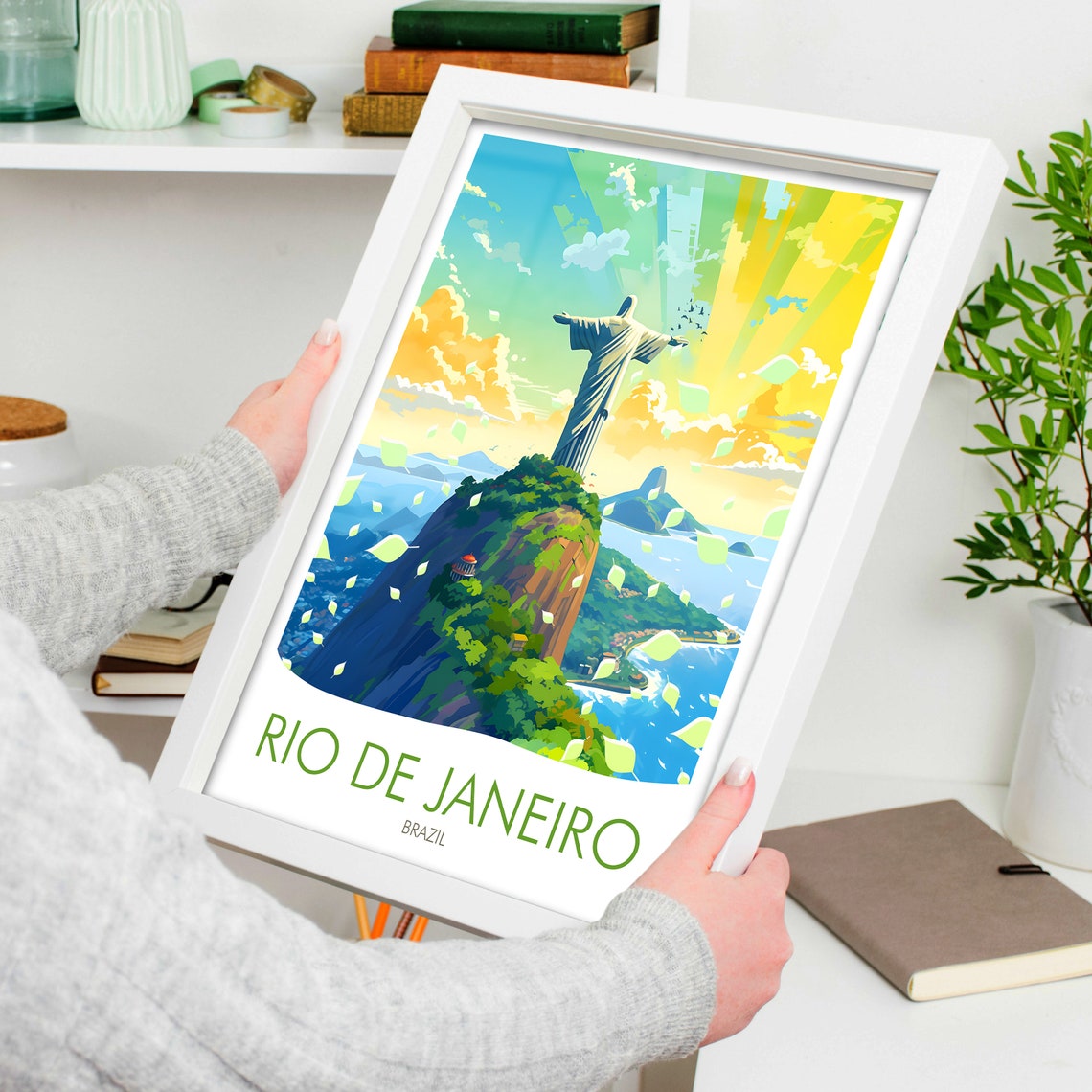 Rio de Janeiro Brazil Christ the Redeemer Sunrise Landmark Poster - Image 4