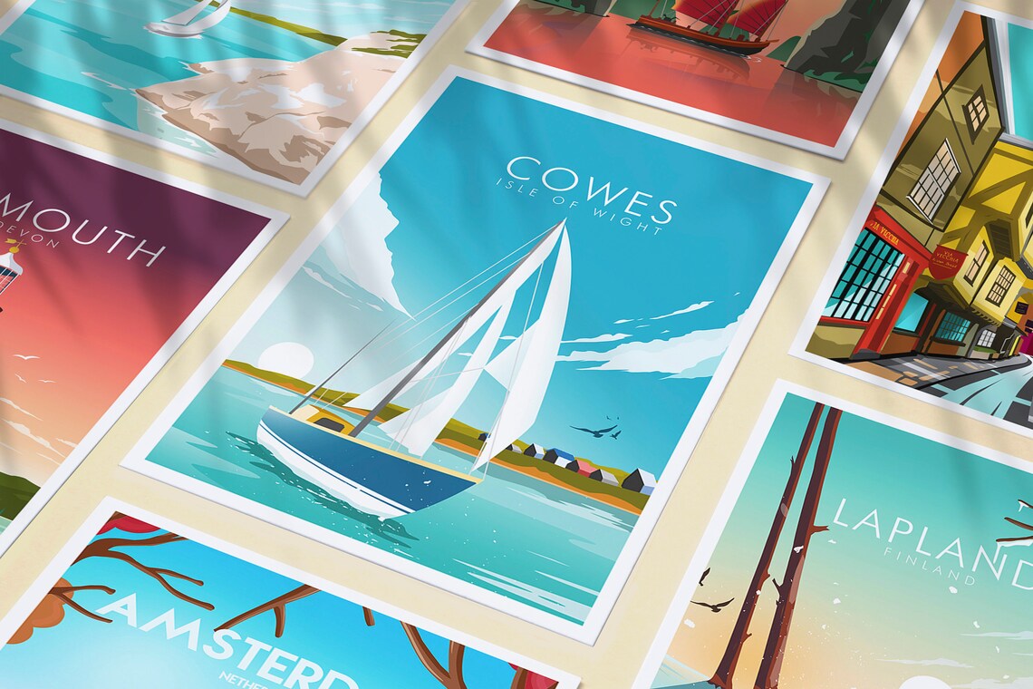Isle Of Wight Cowes Travel Poster, Coastal Place - Image 3