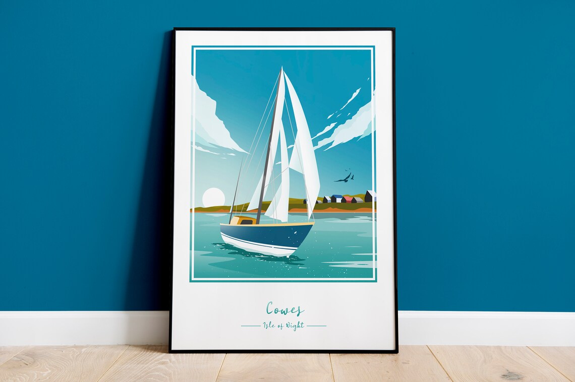 Cowes Isle of Wight Classic Yacht Sailing Regatta Scene Poster