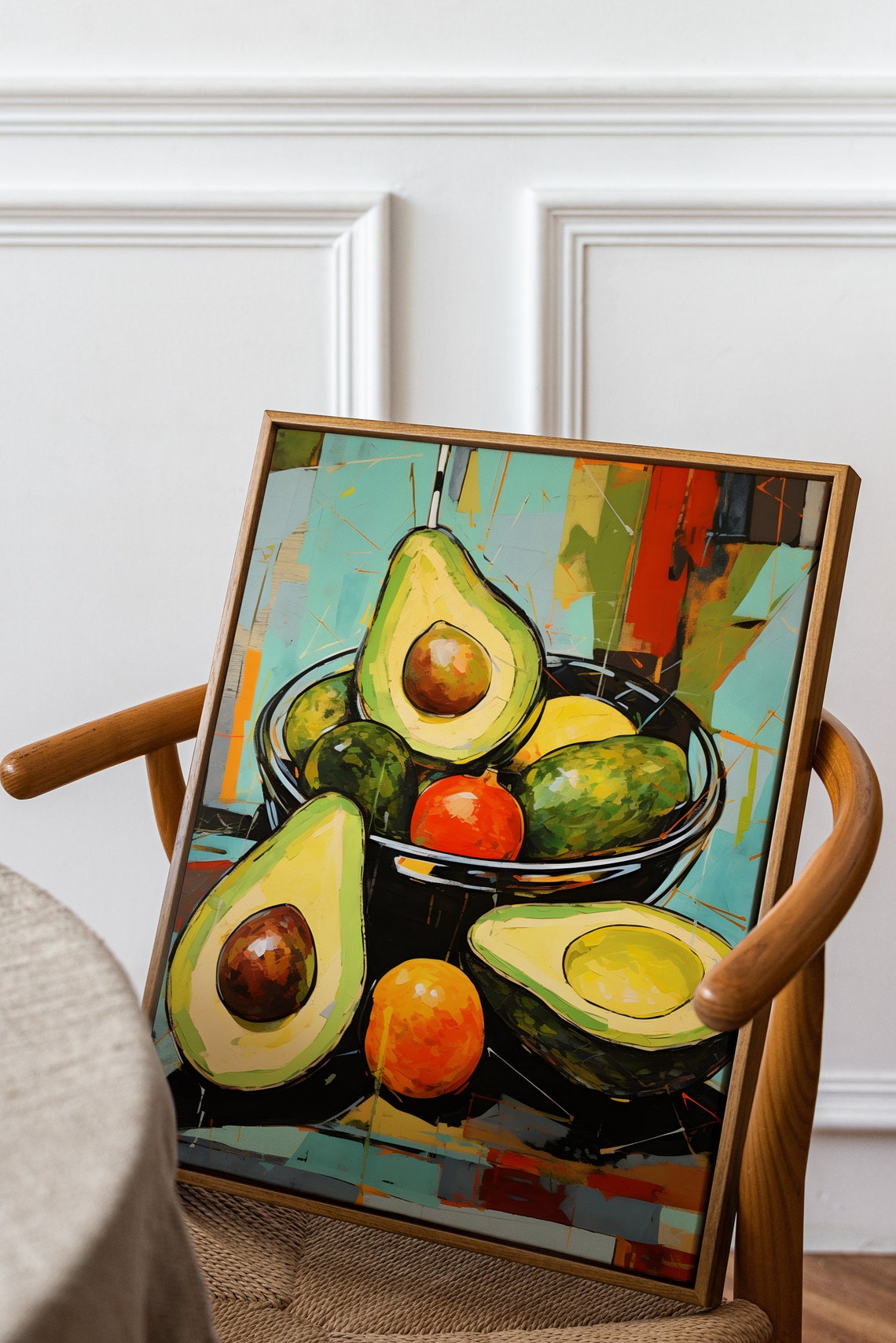 Avocado Bowl Expressionist Still Life with Bold Color Art Poster - Image 3