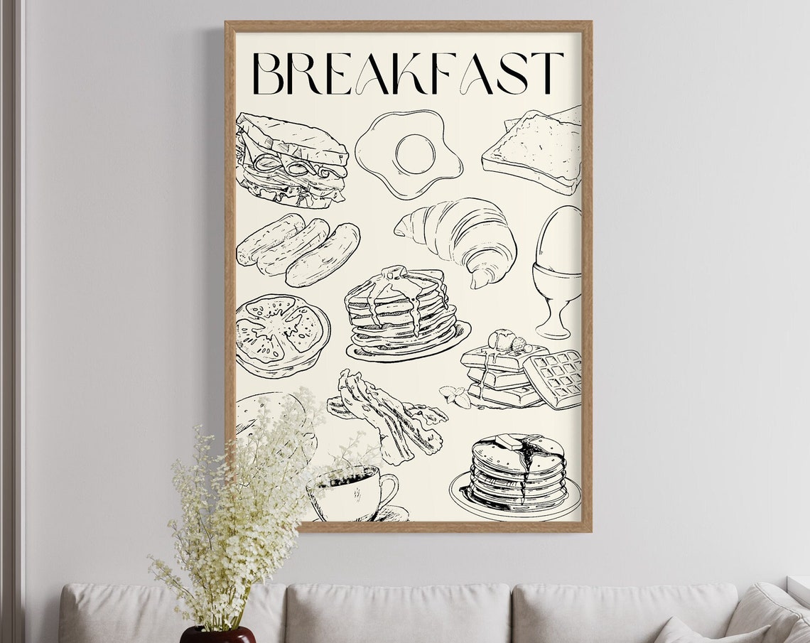 Sketch Style Breakfast Foods Illustrated Kitchen Decor Poster - Image 2