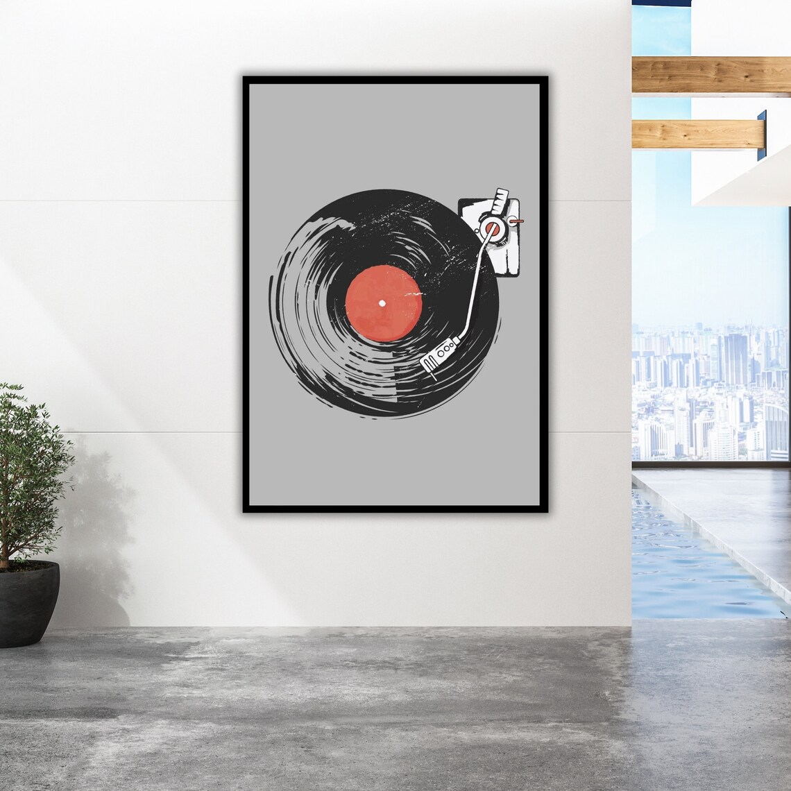 Vinyl Record With Red Label Retro Turntable Music Lover Wall Decor Poster - Image 2