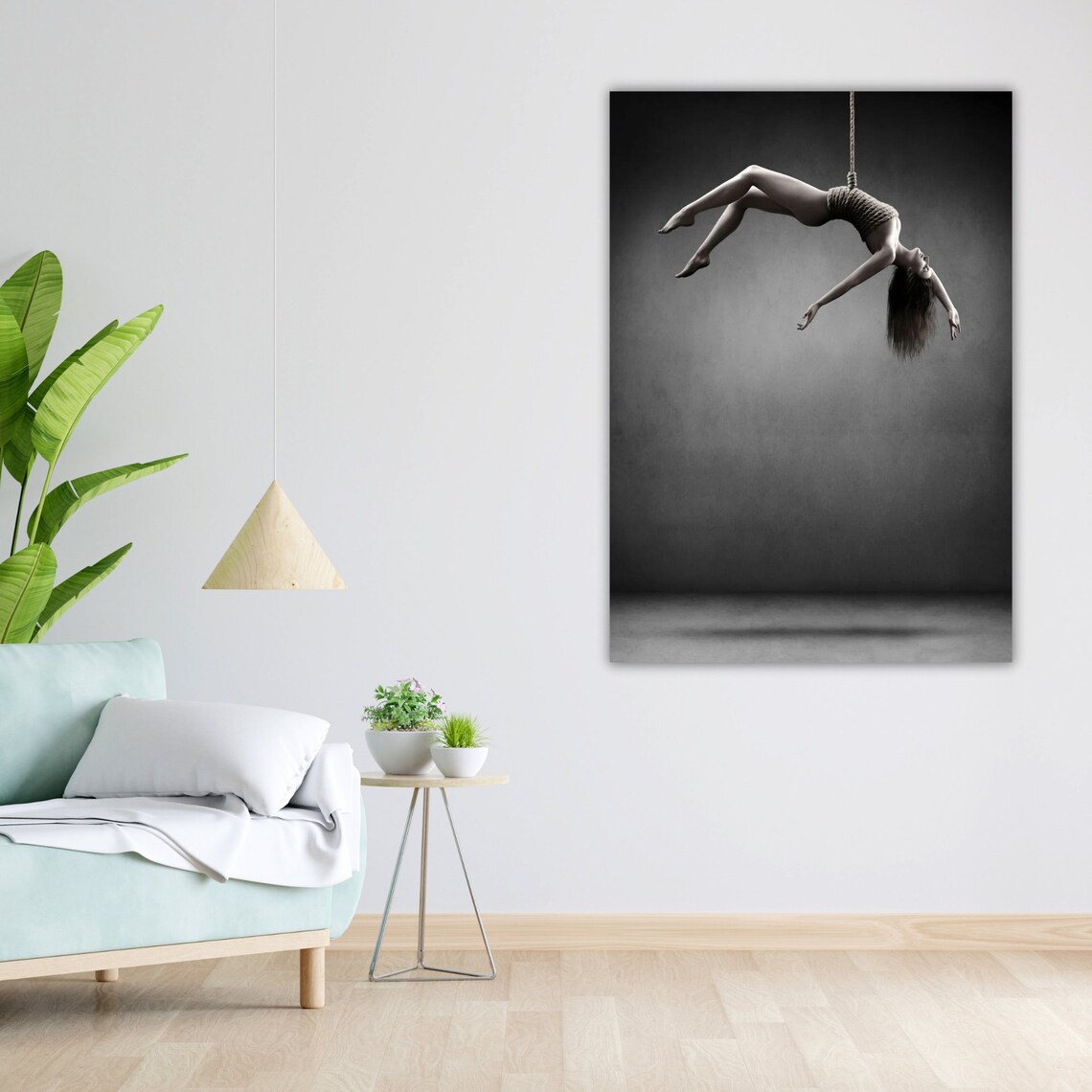 Woman Rope Suspension Floating Dark Aerial Shibari Art Print Poster - Image 5