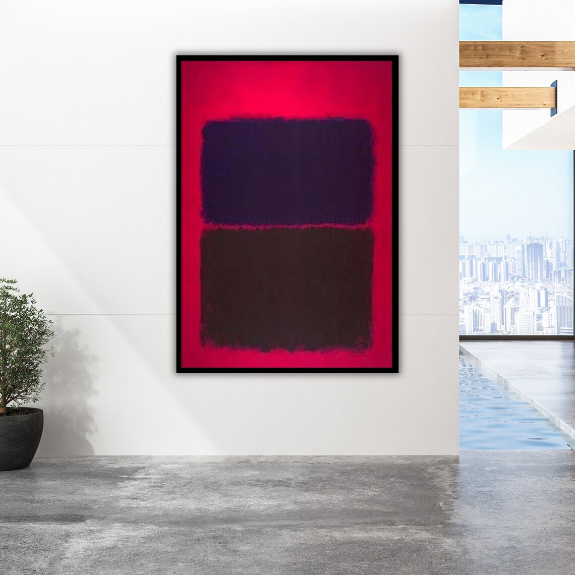 Red Navy Brown Abstract Color Field Rothko Inspired Modern Art Poster - Image 3