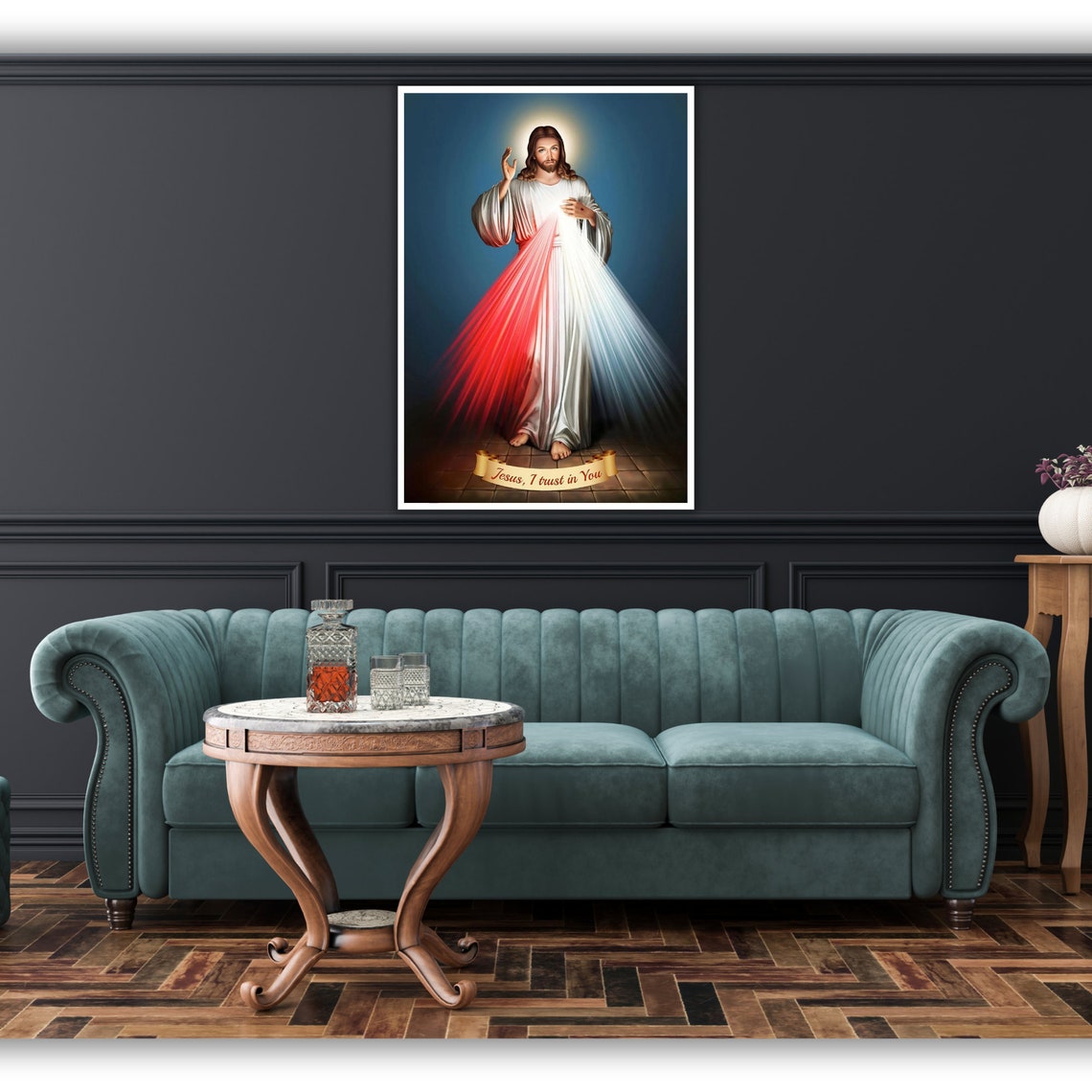 Divine Mercy Jesus Red White Rays Jesus I Trust In You Art Poster - Image 2