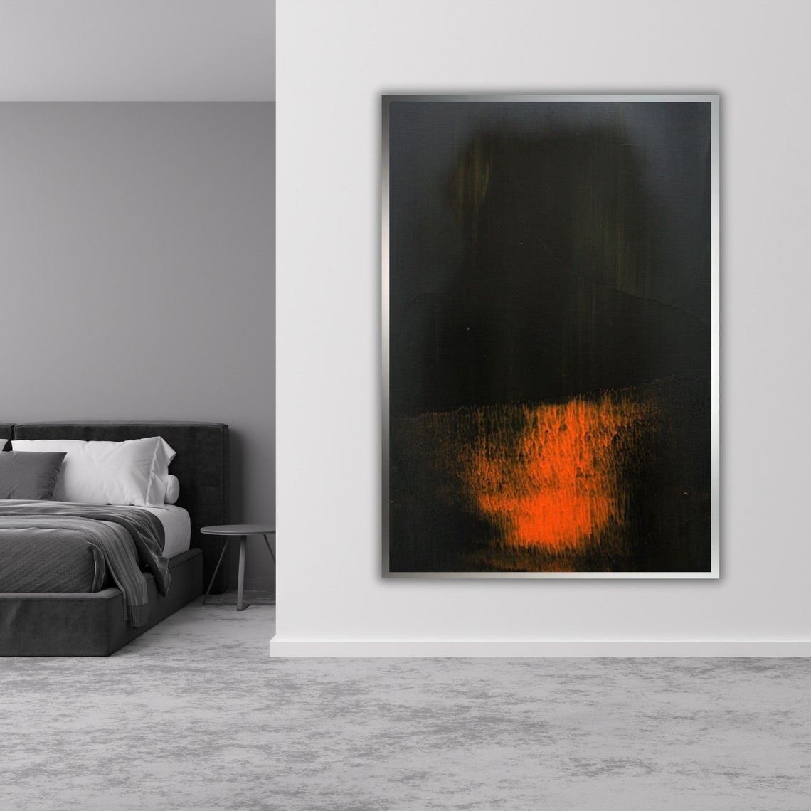 Mark Rothko Style Dark Abstract Orange Glow Field Art Poster - Image 3
