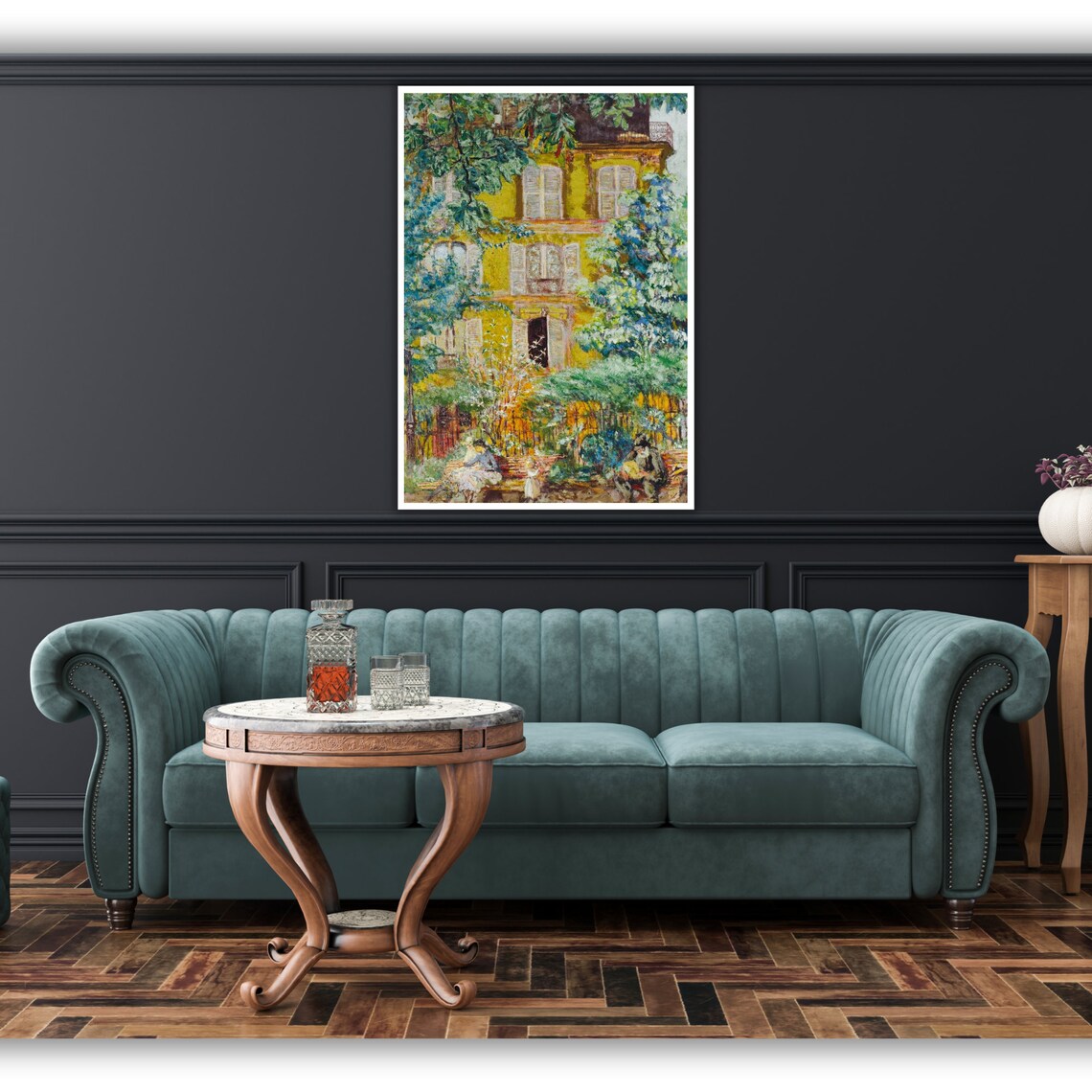 Impressionist Yellow House Garden Courtyard Oil Painting Art Print - Image 5