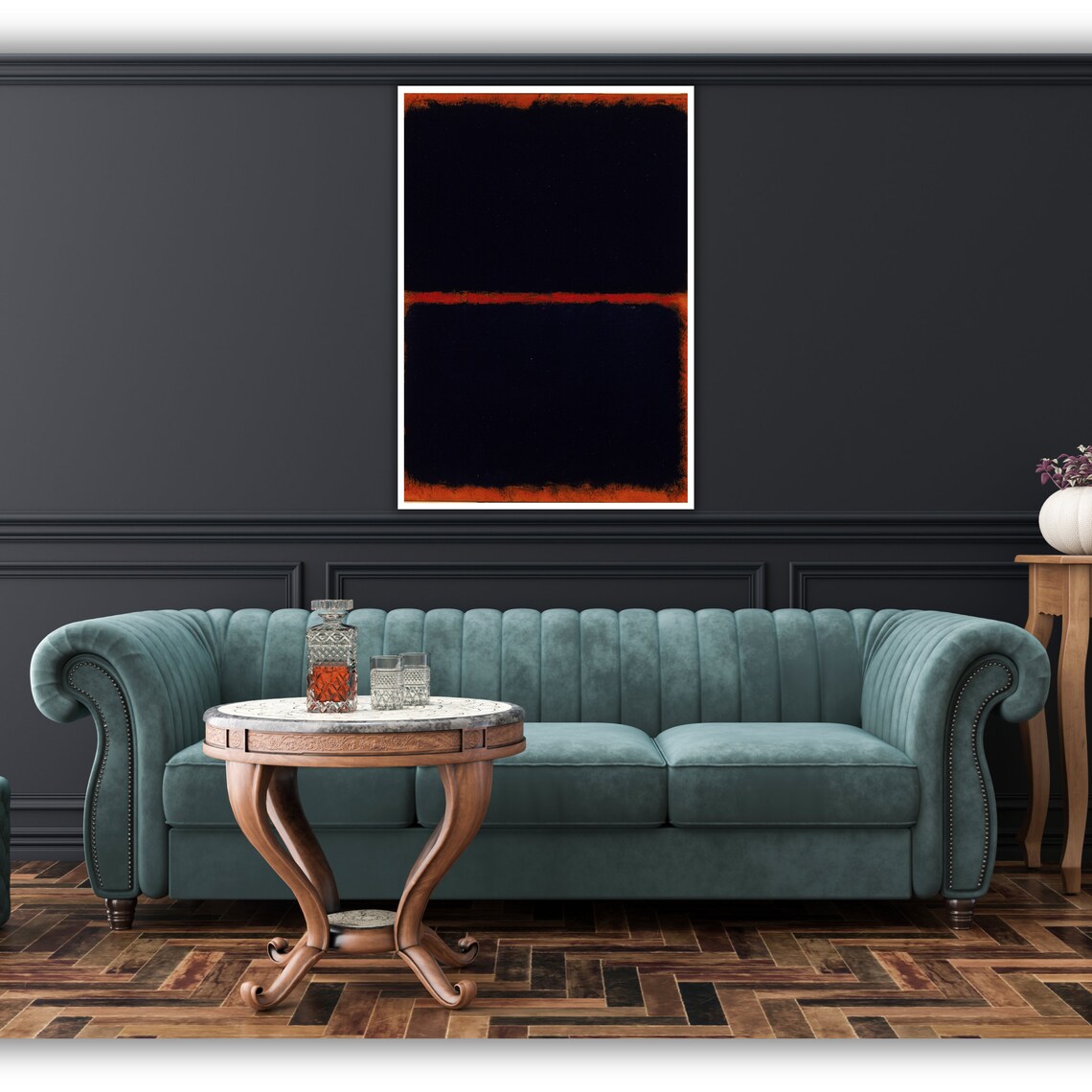 Black and Red Abstract Color Field Rothko Style Minimalist Poster - Image 3