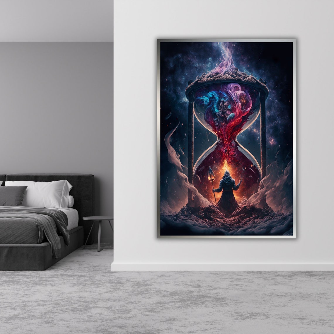 Cosmic Hourglass Wizard Galaxy Nebula Dark Epic Fantasy Poster - Image 4