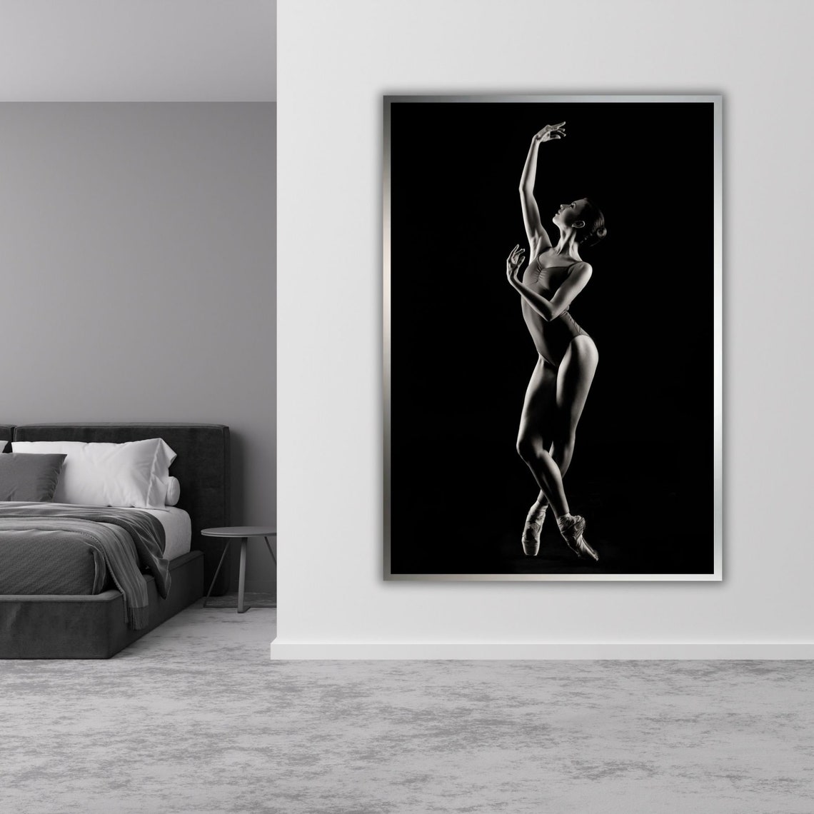 Black And White Ballerina On Pointe Dramatic Stage Art Poster - Image 3