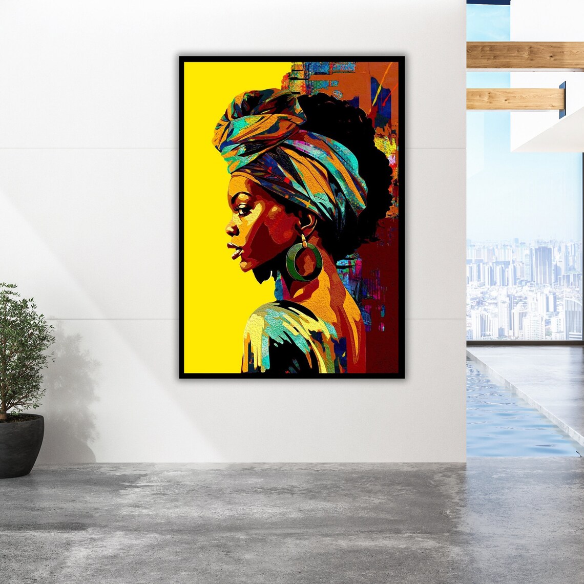 Ethnic Art Print African Woman Ready To Hang Framed Wall Decor Cultural Home Decor Wall Art - Image 2