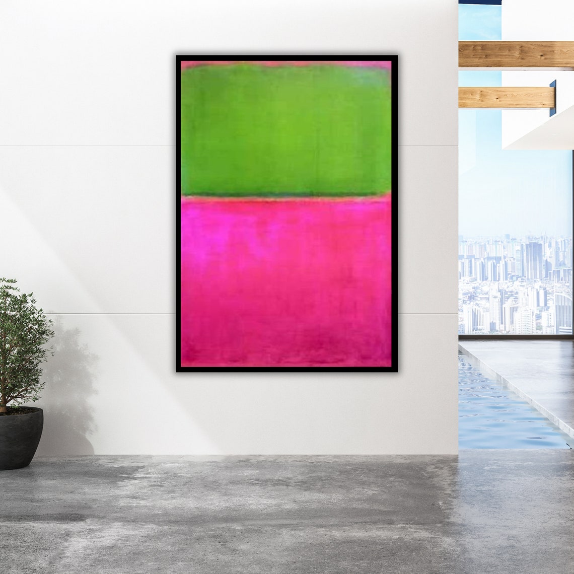Rothko Inspired Green Pink Color Field Abstract Modern Art Print - Image 3