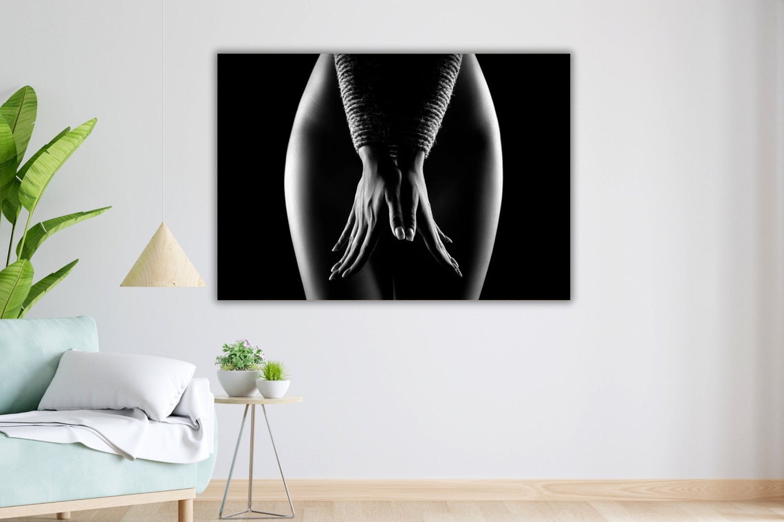 Black And White Knit Sweater Nude Back Fine Art Bodyscape Poster