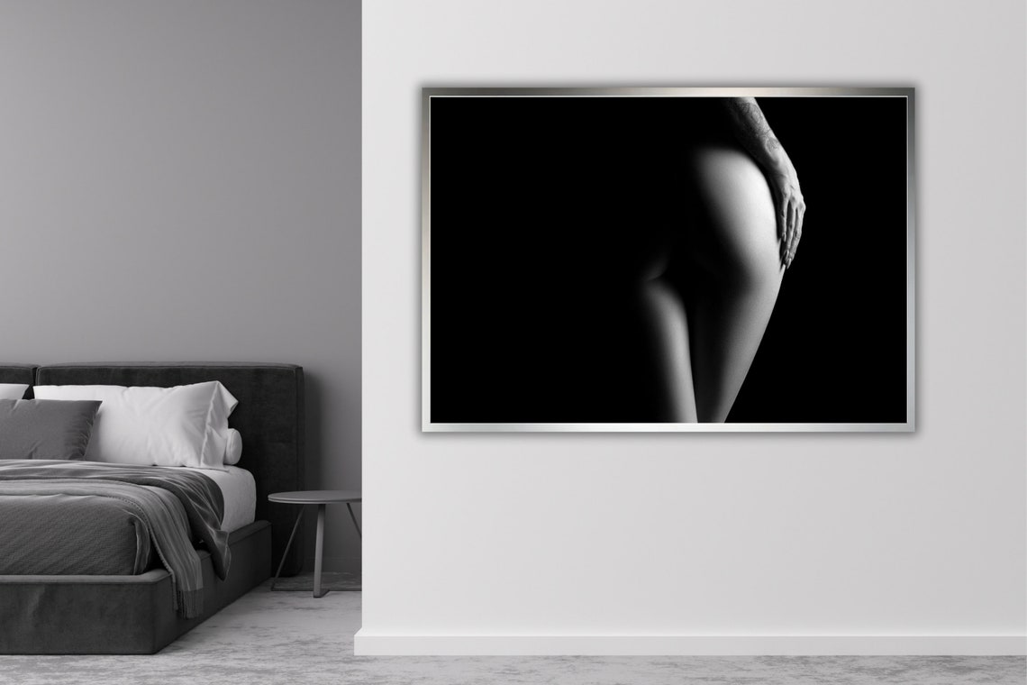 Black And White Nude Rear Silhouette Bodyscape Elegant Fine Art Poster - Image 3