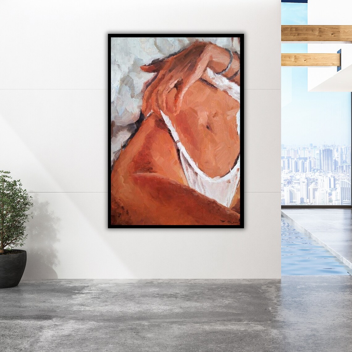 Sensual Female Torso Oil Painting Warm Tones Figure Art Poster - Image 2