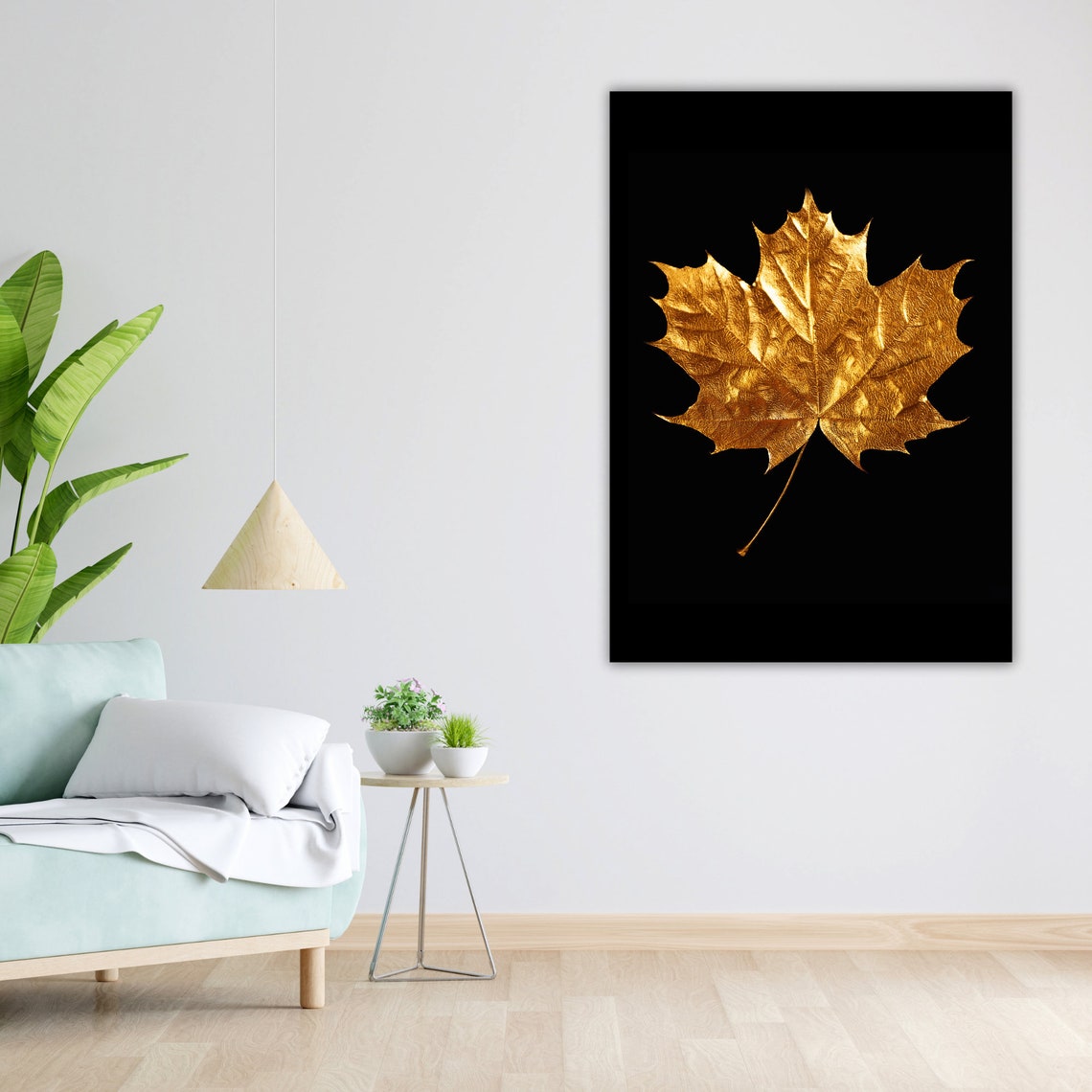 Gold Leaf Maple Leaf Black Background Luxury Metallic Art Wall Poster - Image 4