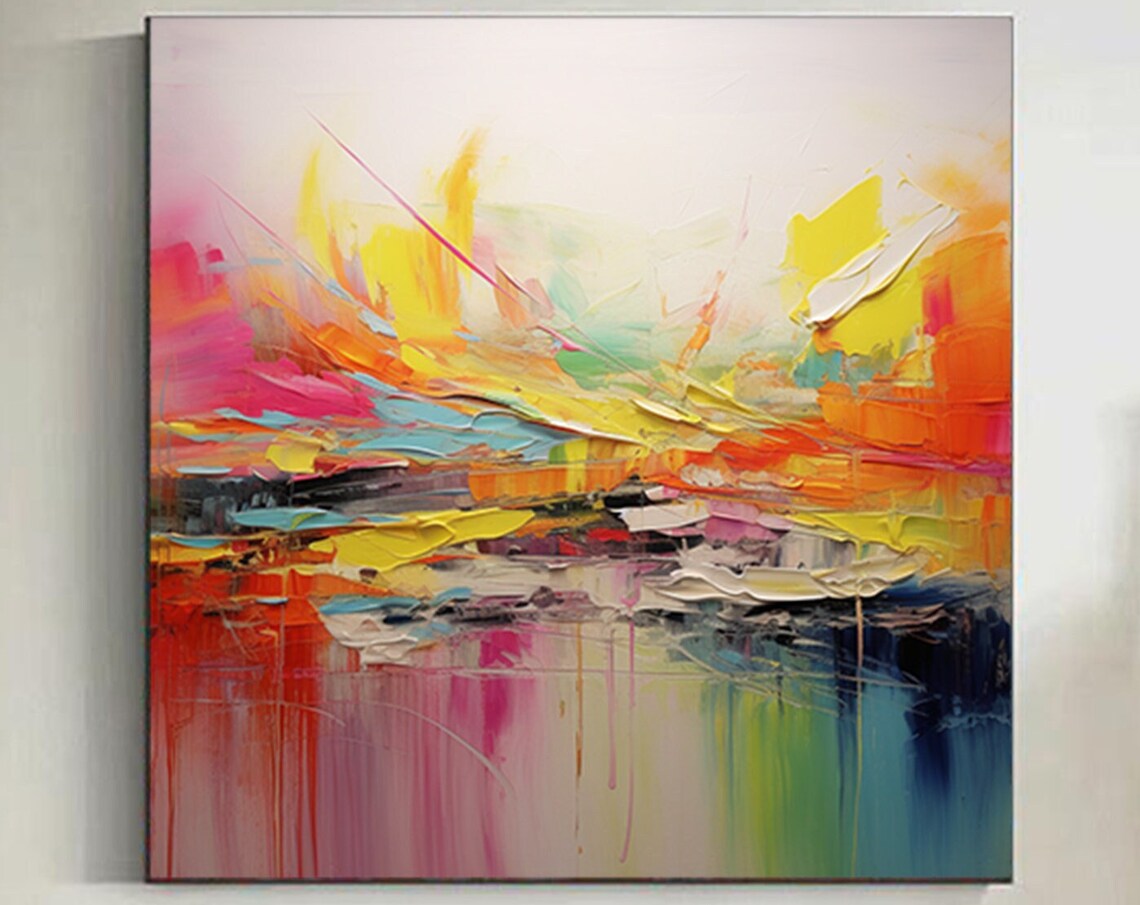 Colorful Abstract Oil Painting, Impasto Art Print