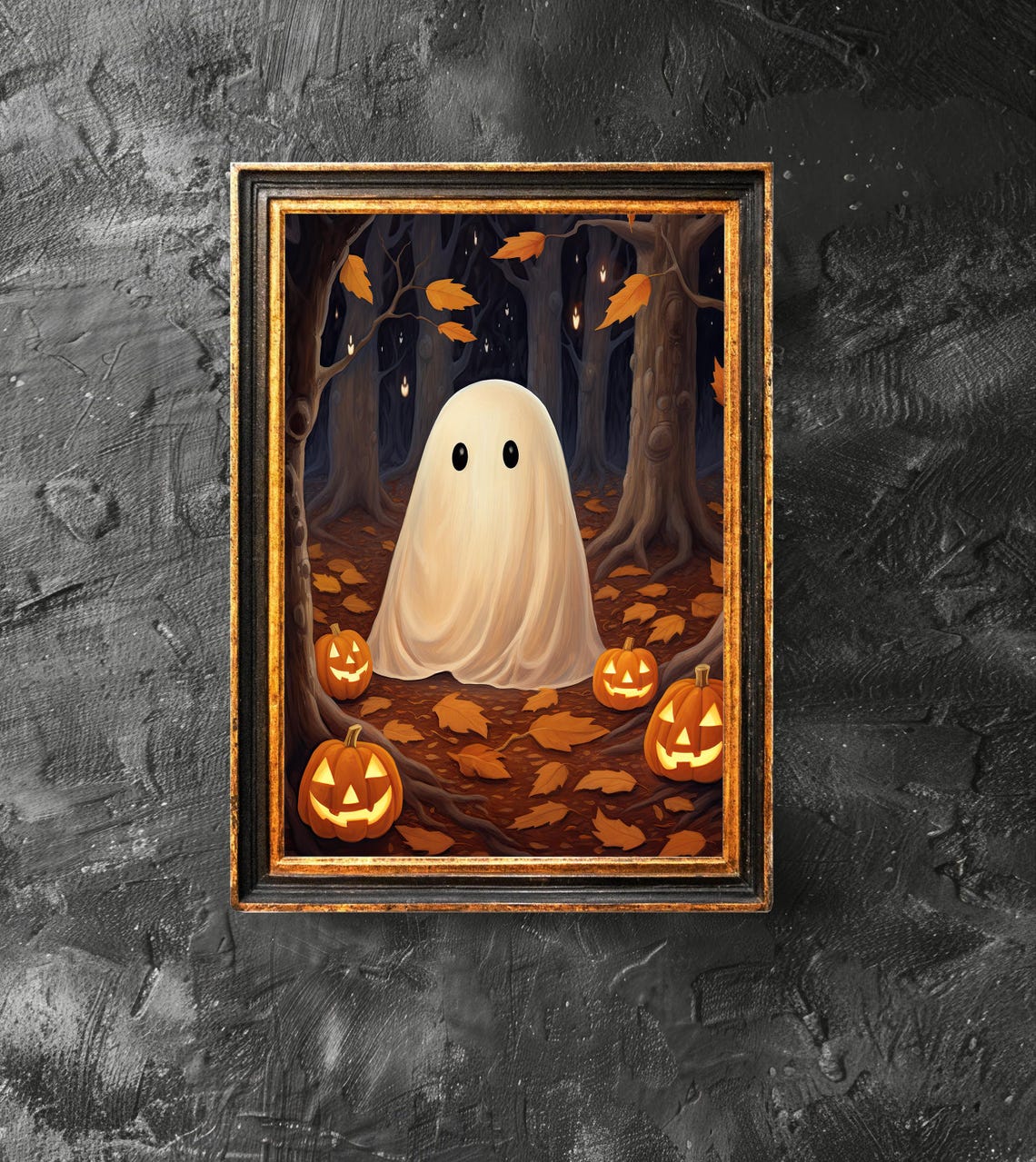 In The Pumpkin Field At Night Dark Academia Halloween Decor Haunting Funny Poster Gothic Painting