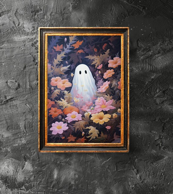 In The Flower Forest Poster Spooky Art Cute Floral Wall Funny Halloween Print