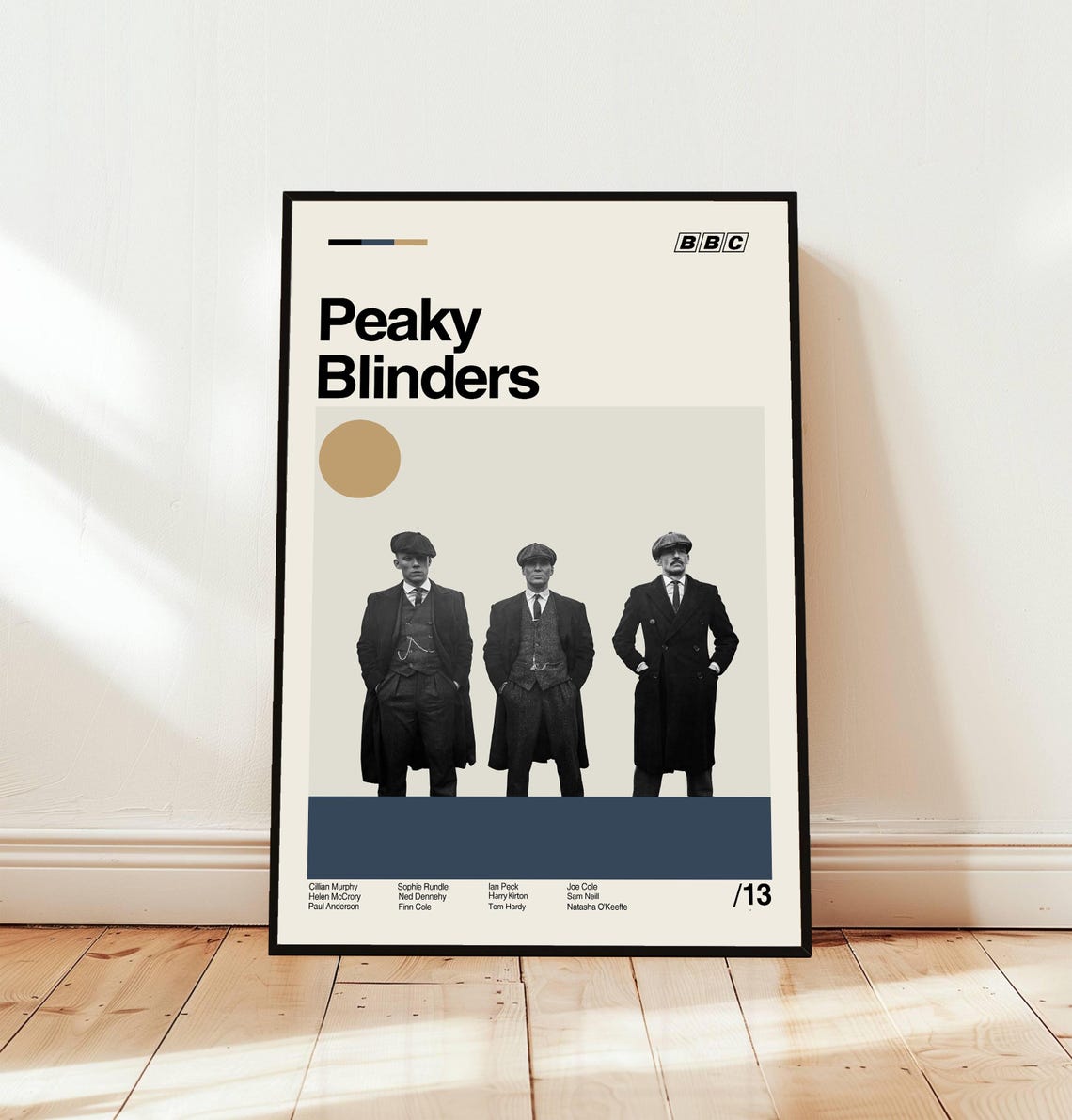 Peaky Blinders BBC Minimalist Midcentury TV Poster With Cast Credits