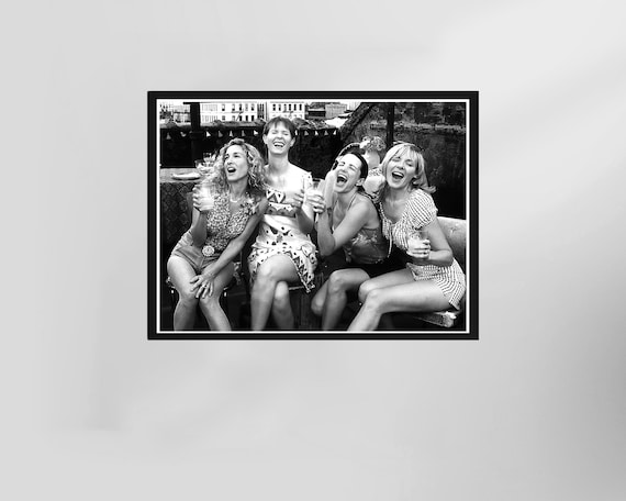 Sex And The City Laughing Rooftop Friends Black And White Photo Poster