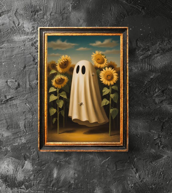 In A Sunflower Field Poster Wall Art Autumn Decor Halloween Funny Print