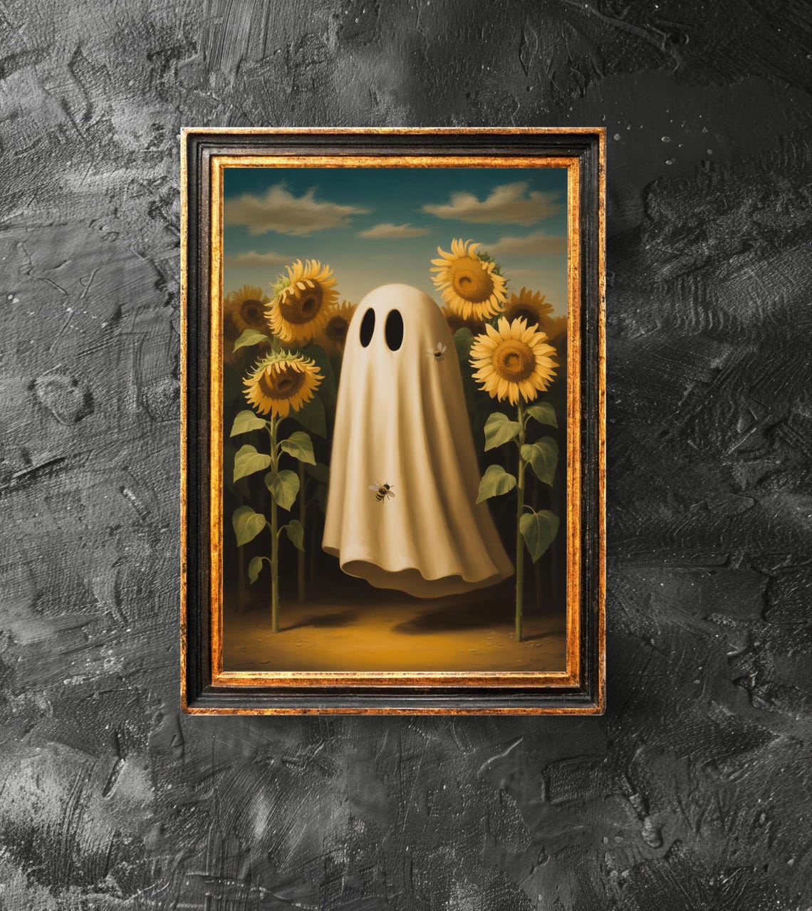 In A Sunflower Field Poster Wall Art Autumn Decor Halloween Funny Print