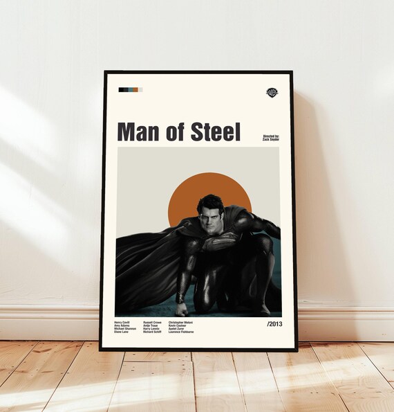 Man Of Steel Minimalist Midcentury Movie Art Superman Retro Poster