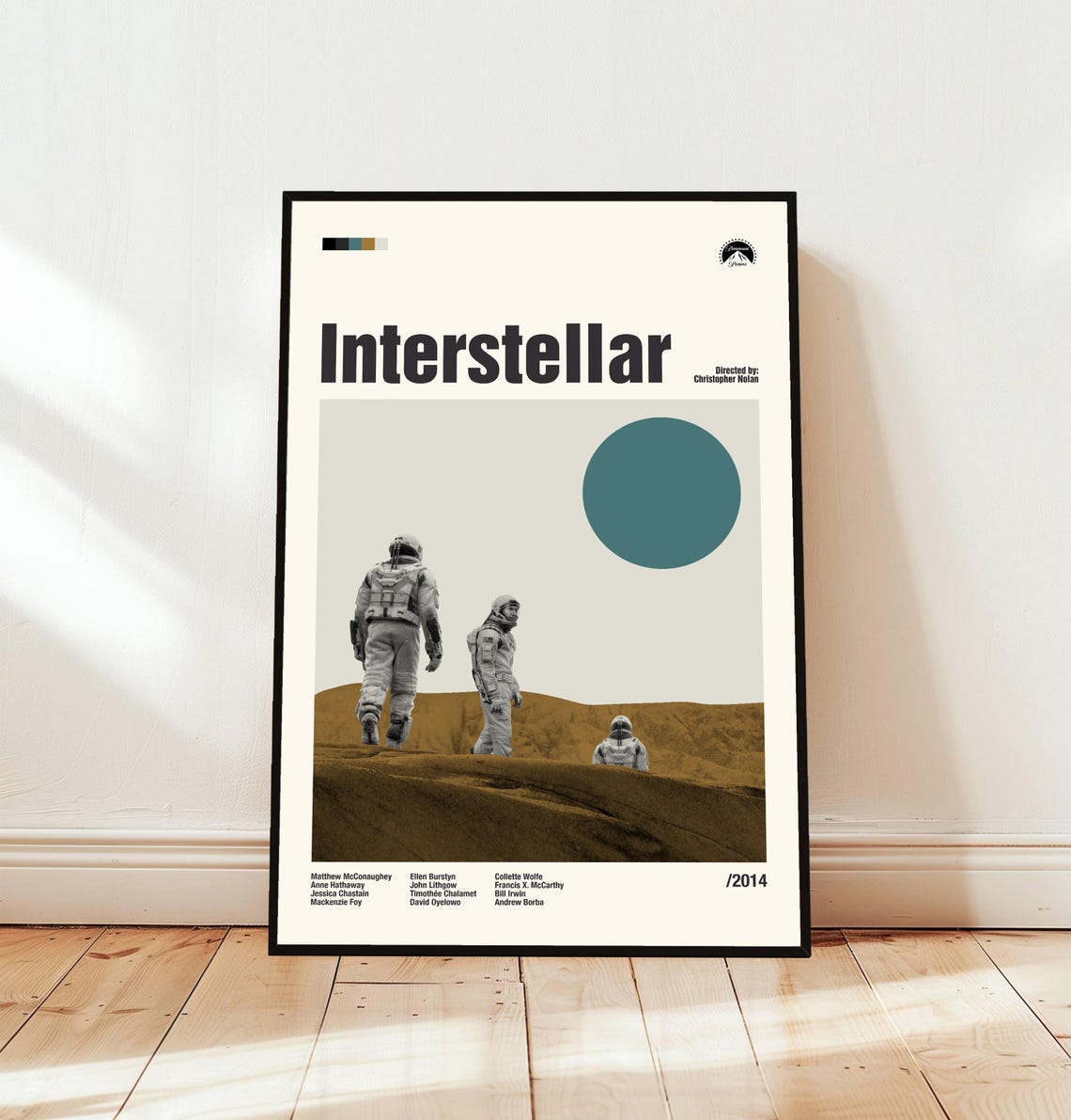 Interstellar 2014 Minimalist Movie Poster in Mid Century Modern Style