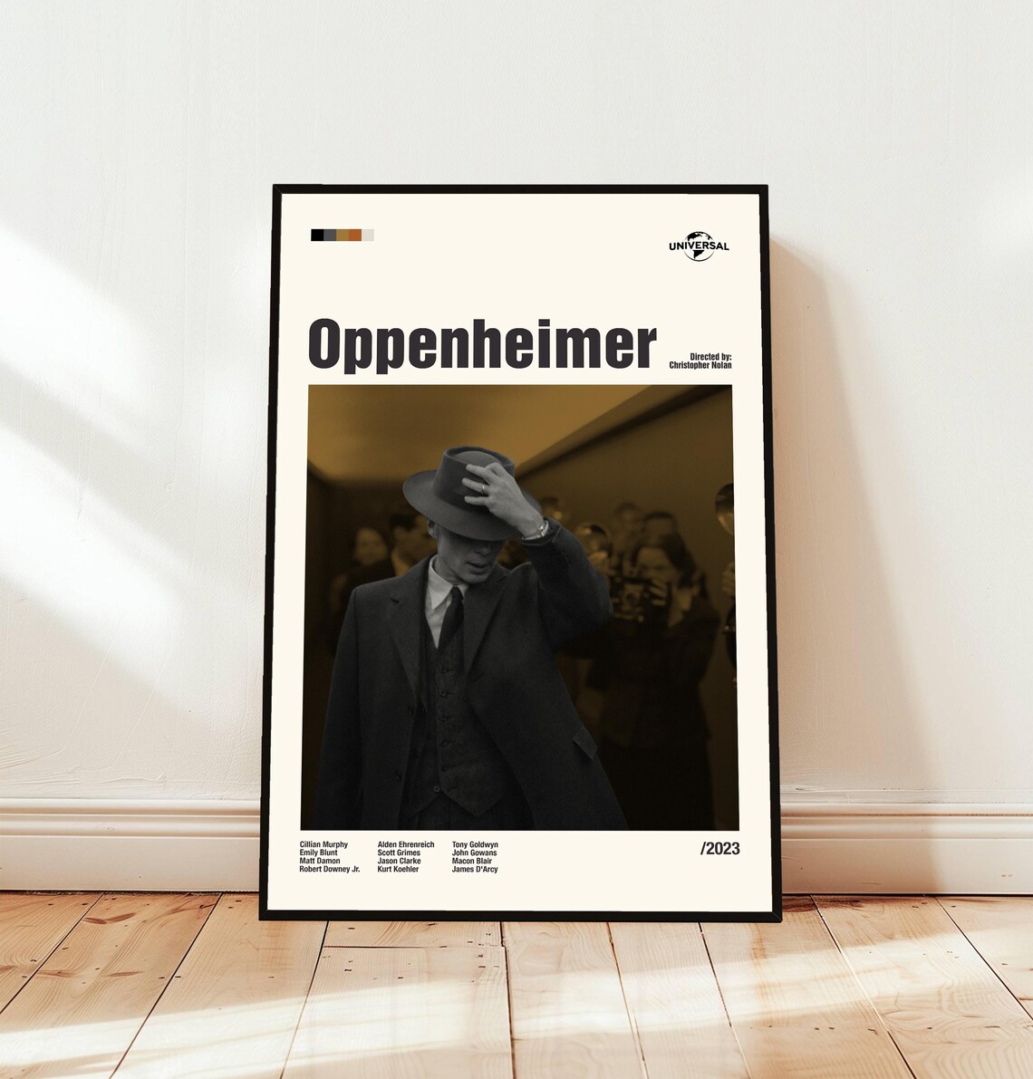Oppenheimer 2023 Minimalist Movie Poster in Mid Century Modern Style