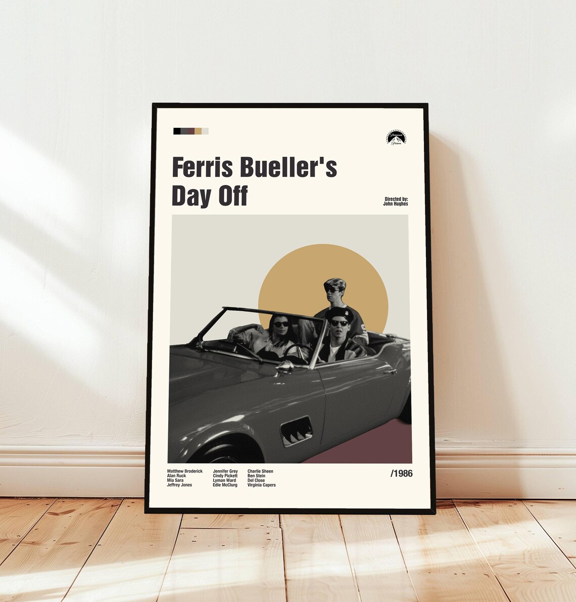 Ferris Buellers Day Off 1986 Minimalist Movie Poster in Mid Century Style