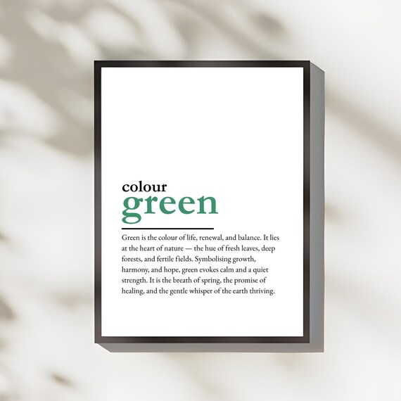 Colour Green Definition Poster With Nature Meaning Modern Quote Typography