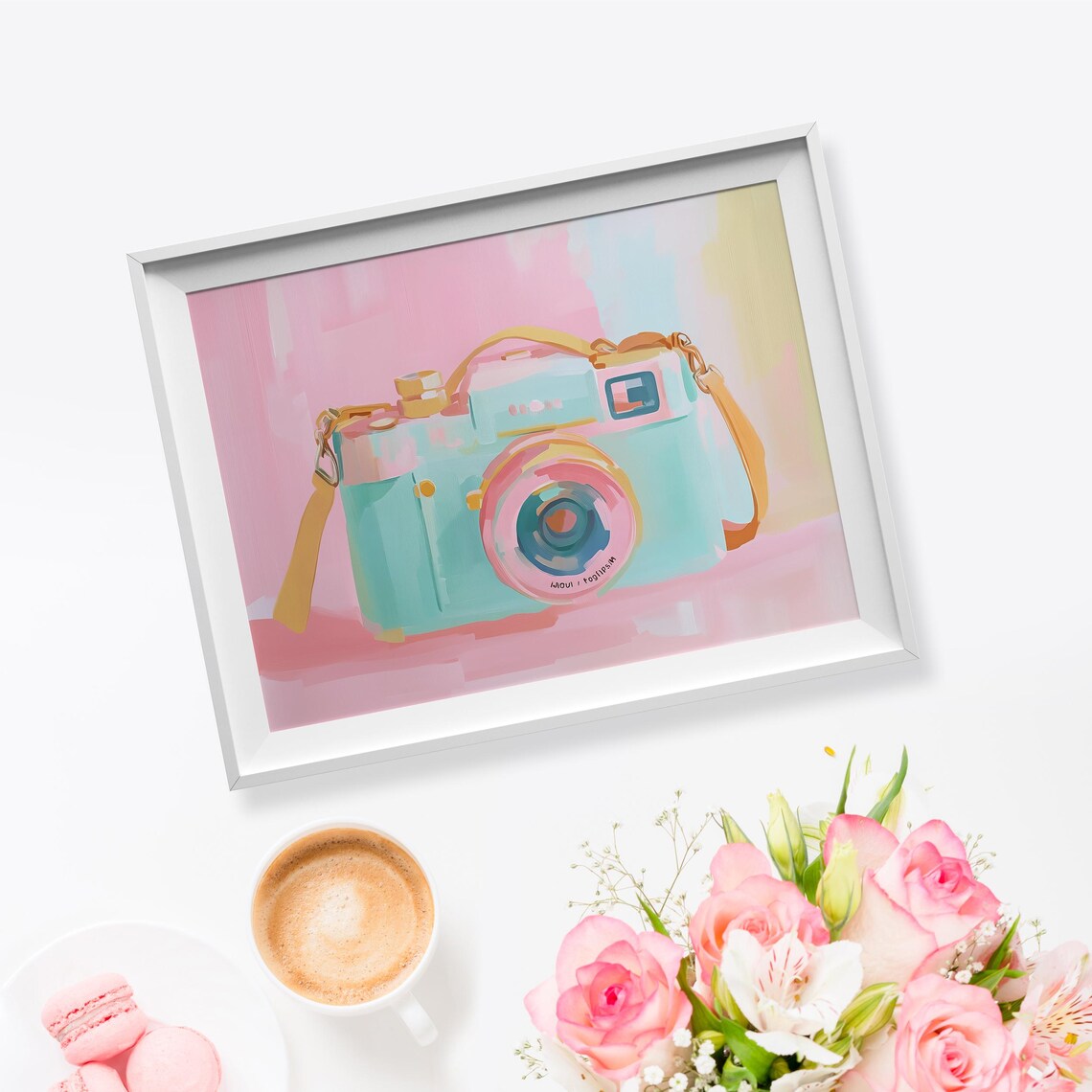 Mint Vintage Camera Retro Photography Pastel Art Wall Poster - Image 5