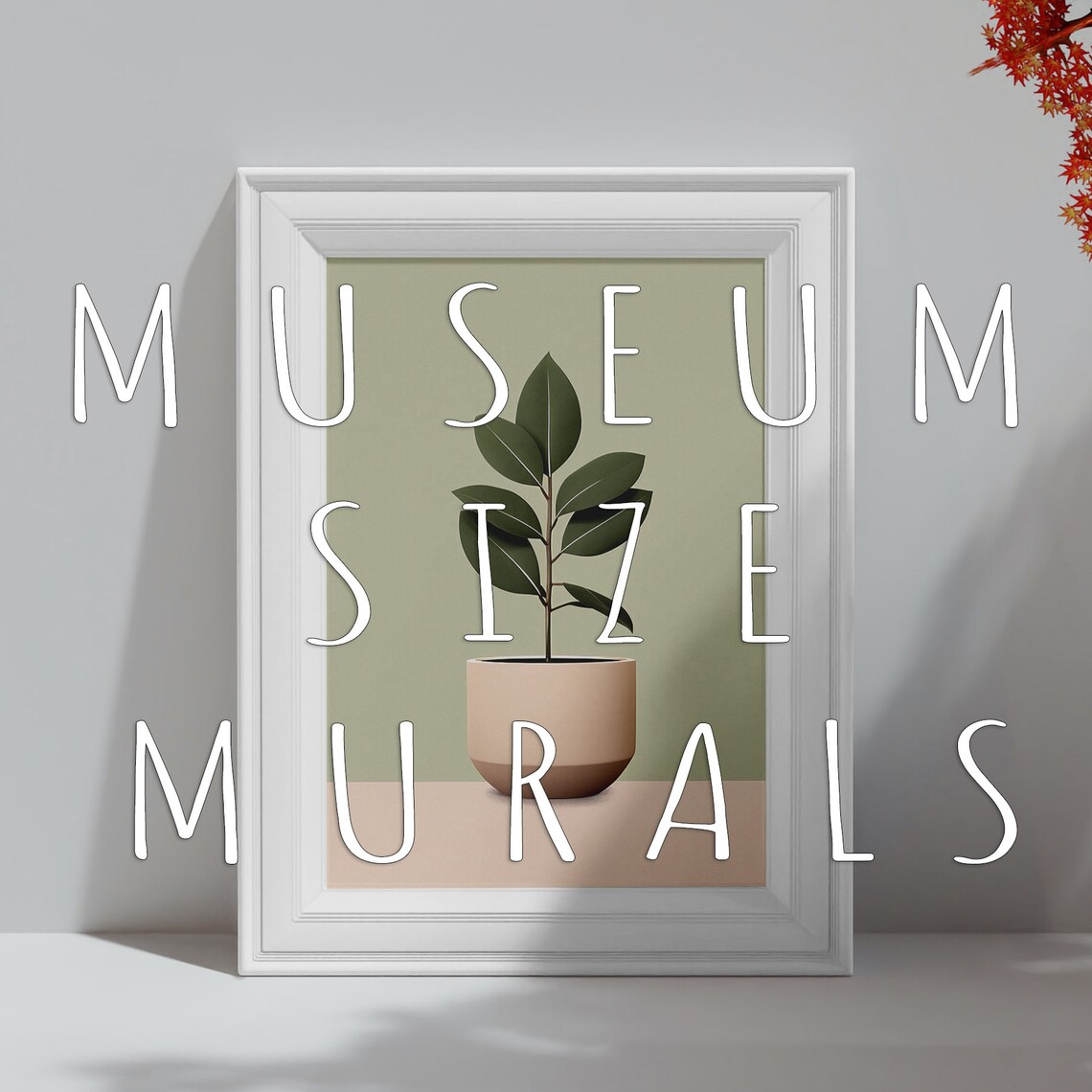Minimalist Leafy Plant Beige Pot Olive Green Modern Wall Art Print - Image 3