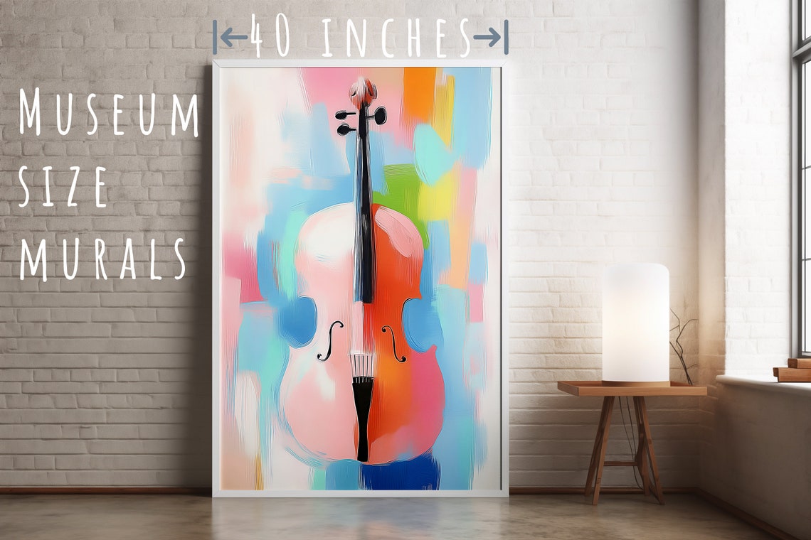Pastel Colorful Cello Abstract Music Instrument Art Print Poster Decor - Image 5