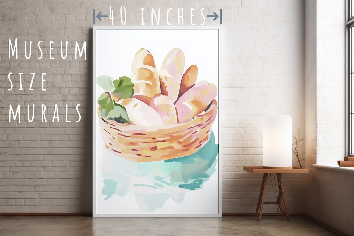 Fresh Bread Basket Watercolor Rolls Kitchen Still Life Poster - Image 5