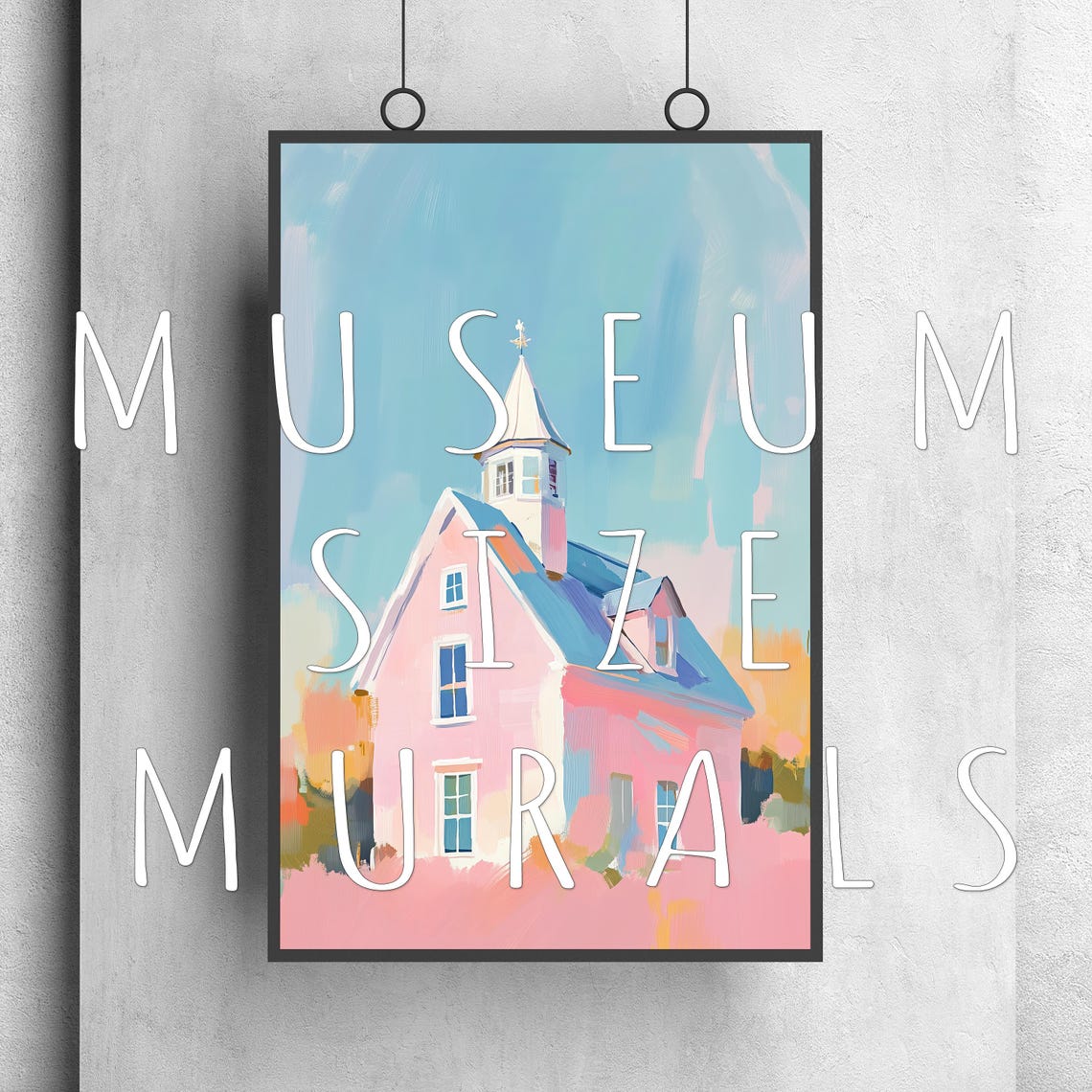Church Painting In Soft Pastels Soft Pastel Painting Boho Church Art Colorful Church Art Pastel Bohemian Art Unique Church Decor Art - Image 3