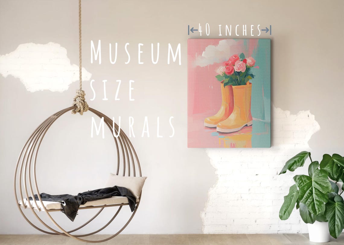 Cloudy Rain Boot Roses Artwork Rainy Day Wall Art Rainy Day Decor Whimsical Artwork Cute Rain Design Floral Cloud Print Rainy Season - Image 5