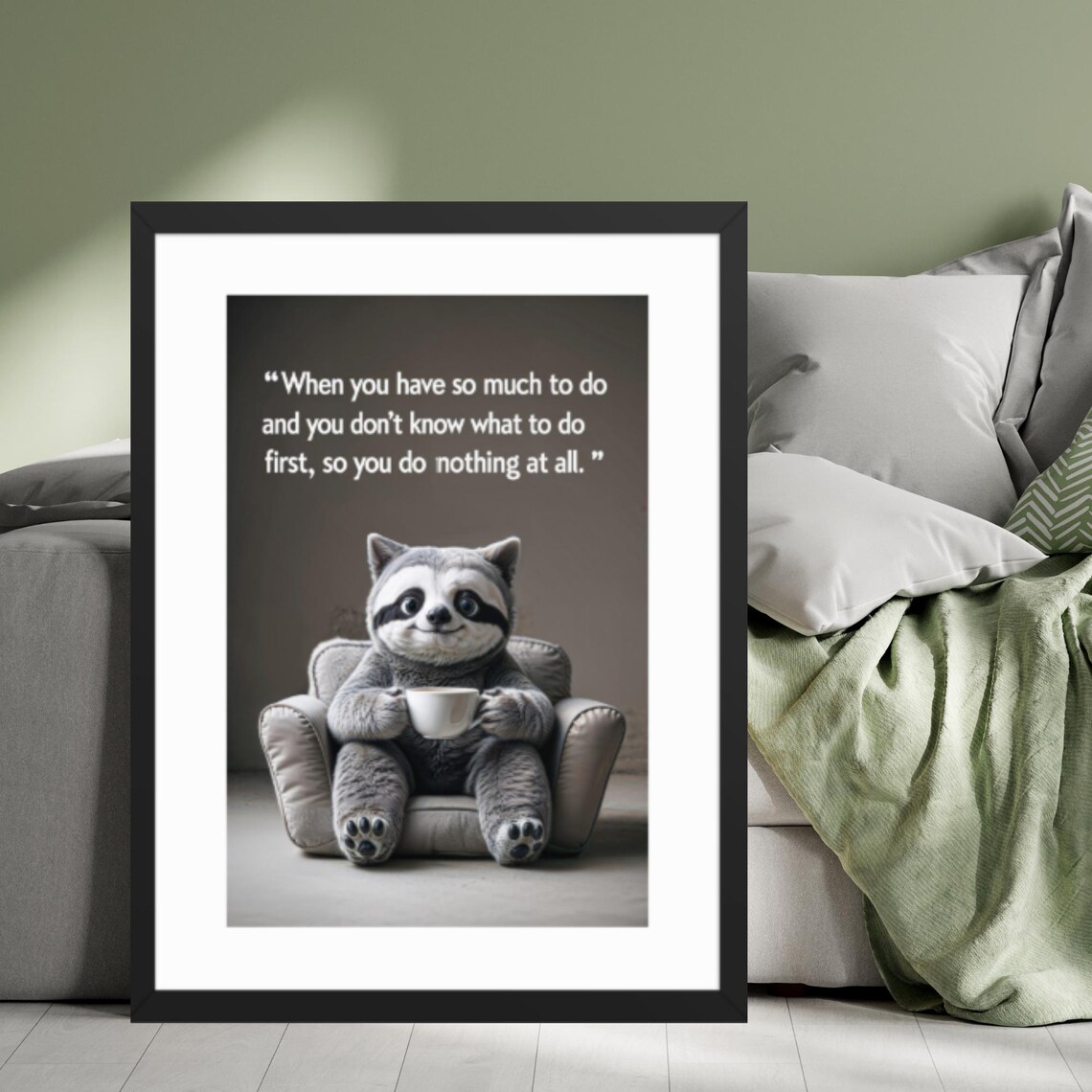 Funny Sloth Wall Art Do Nothing Quote Print Cute Animal Home Decor