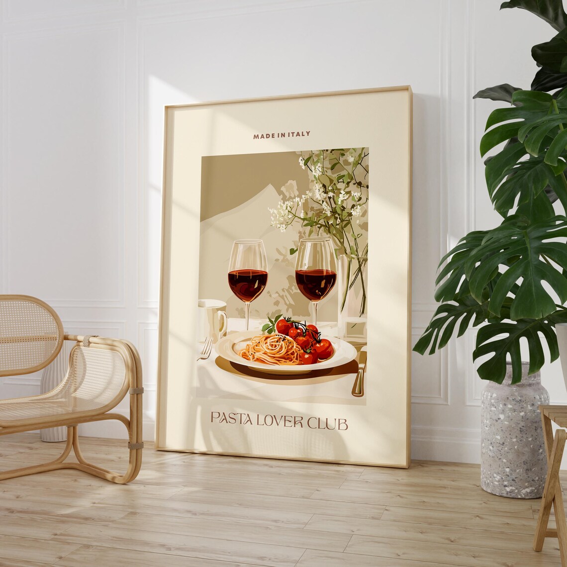 Pasta Lover Club Poster Print, Italian Food Art