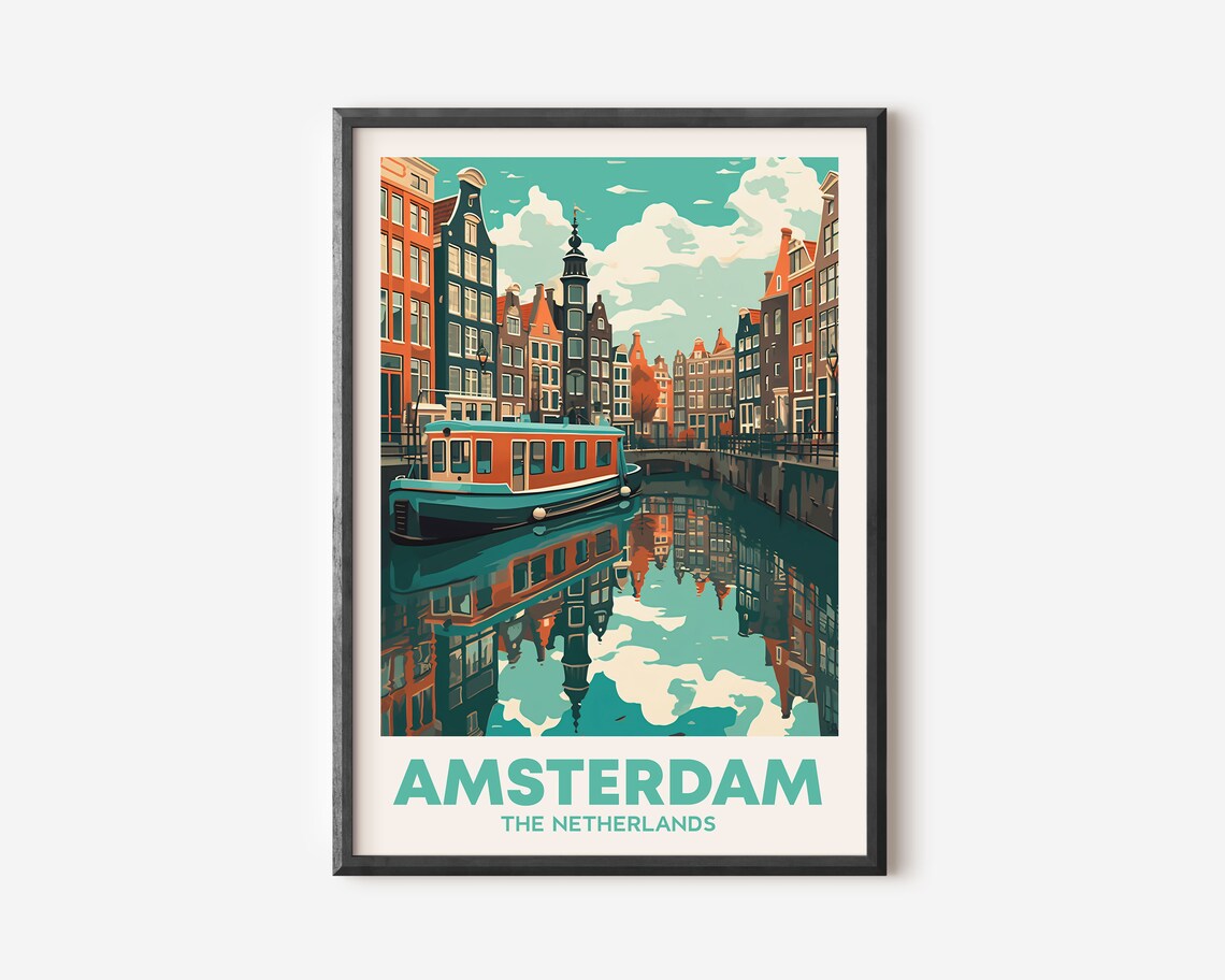 Amsterdam, The Netherlands Travel Poster