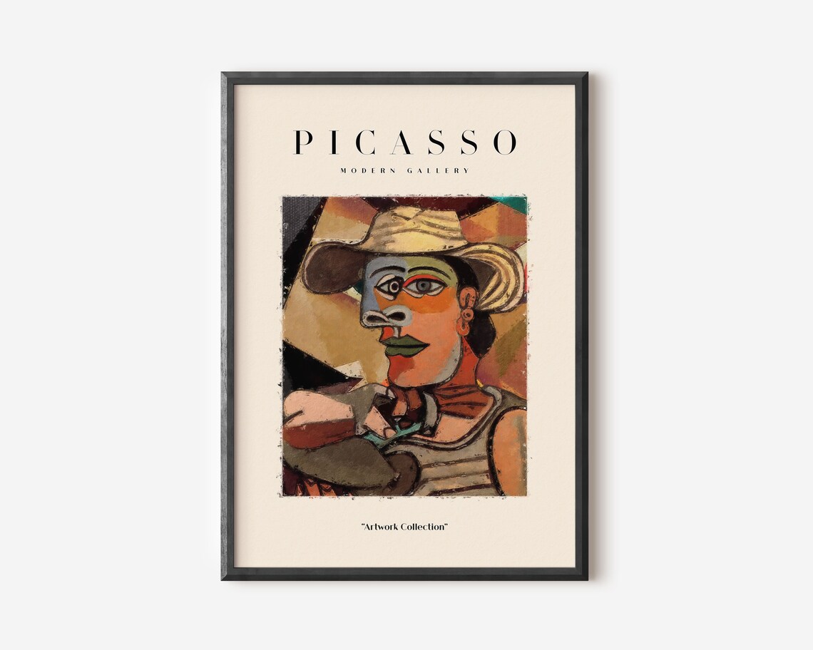 Picasso Cubist Woman Straw Hat Modern Gallery Portrait Poster