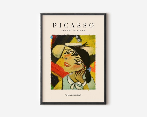 Picasso Exhibition Wall Art Print Neutral Beige Abstract Vintage Minimalist Gift Idea Famous Artist Print Yellow Gallery Wall Home Decor